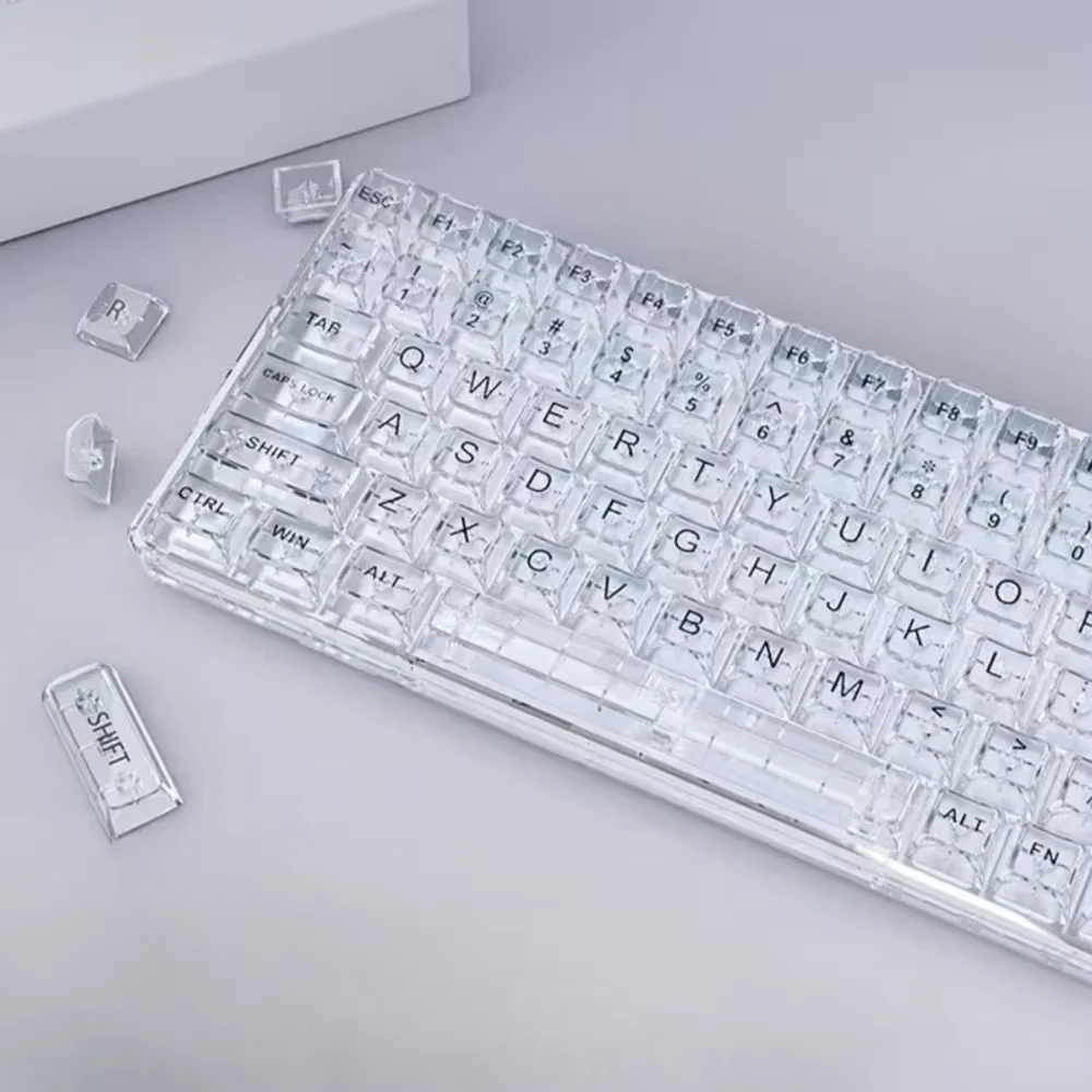 Transparent Frosted OEM Keycaps PC Crystal Matte Transparent 132 Keys for 60/64/84/98/108 Mechanical Keyboard MX Switch