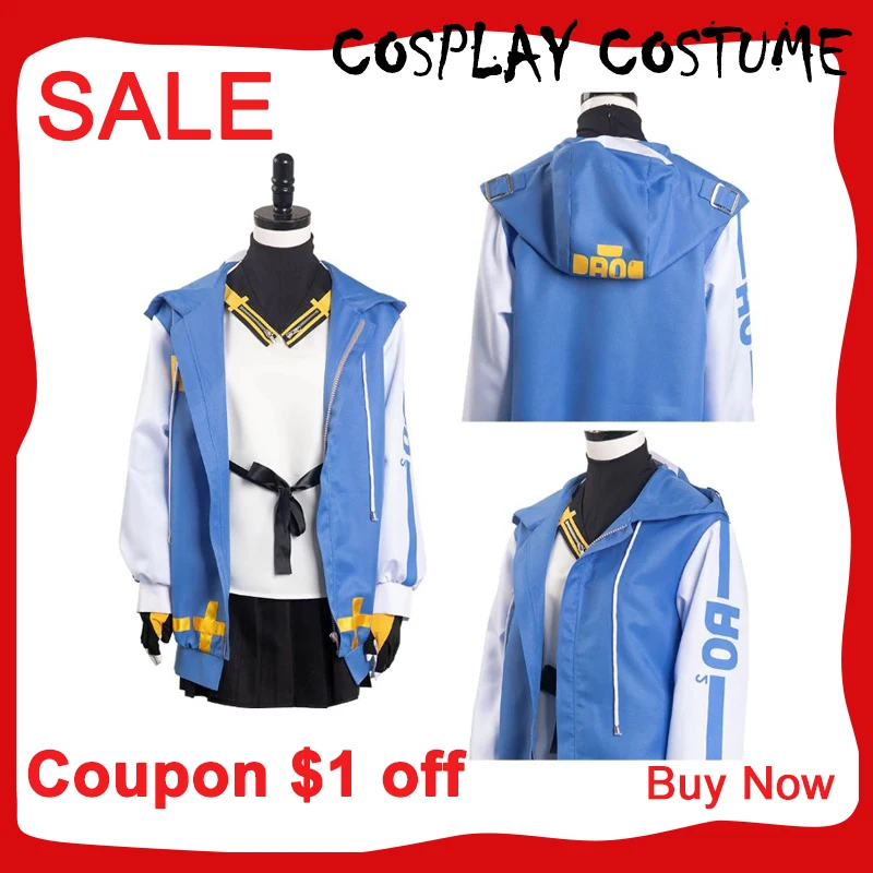 

Guilty Cos Gear Strive Bridget Cosplay Costume Hoodie Skirt Outfits Halloween Carnival Party Suit For Adult Women Girls