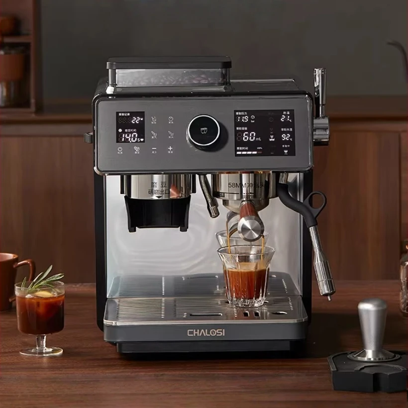 Home 3000W Semi-Automatic Italian Double Pump Coffee Maker 20Bar Smart Panel Coffee Machine with Grinder Brew System for Cafe
