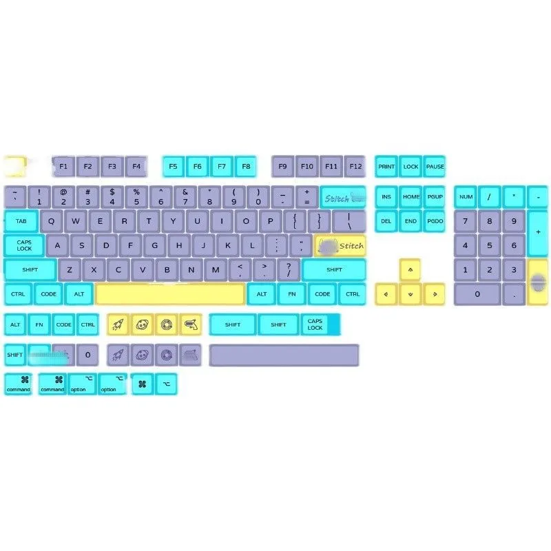 Keycaps PBT ชุดรูปแบบหมีโคอาล่าสีฟ้าที่กำหนดเอง MX แป้นพิมพ์กลปรับให้เข้ากับ Melody96, Kira96, Tada68, KBD75ด้วยปุ่ม6.25U