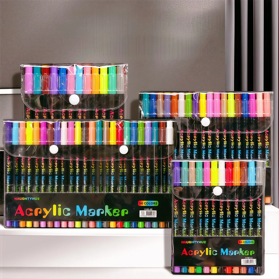 Marcadores de Pintura Acrílica Profesionales para Uso Artístico, 24-120 Colores, Doble Punta Fina y de Pincel, Aptos para Piedra, Madera, Caligrafía