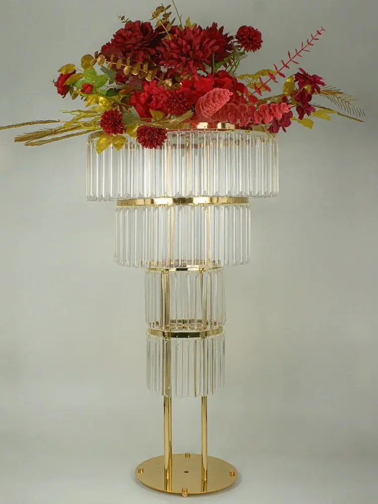4 Stück Eisen-Blumenständer, goldener Bogenständer, 37,4 Zoll, Acryl-Blumenständer für Hochzeitsdekorationen, für Veranstaltungen und Partys. – Detail 2
