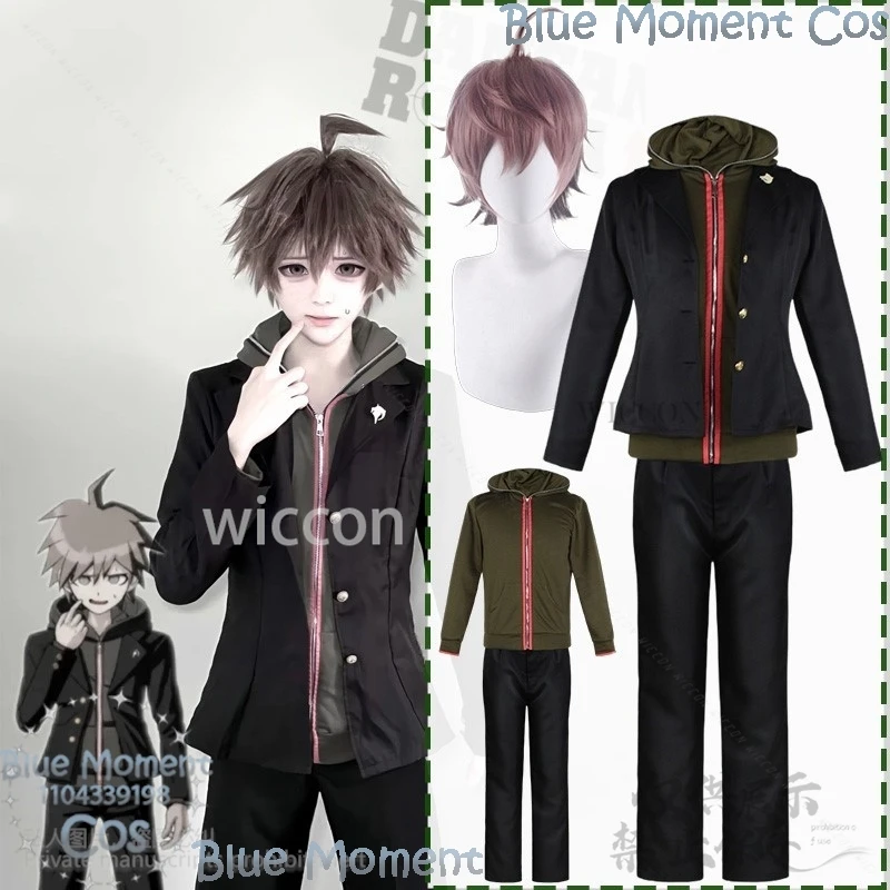 

Anime Super Danganronpaaa Cosplay Naegi Makoto Green And Black Jacket Pant Cutecore Uniform Wig Halloween Roleplay Customized