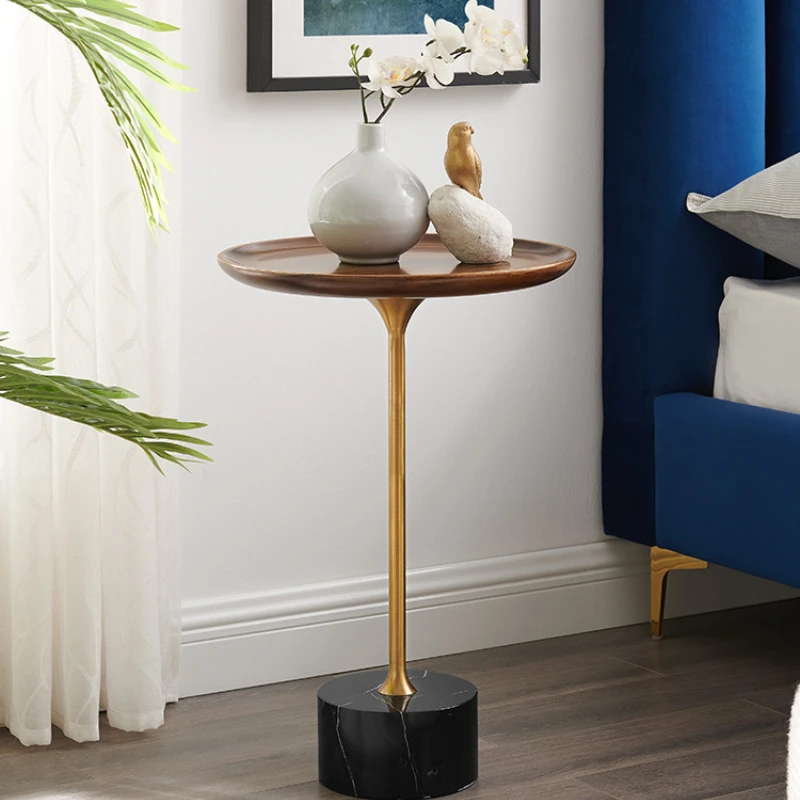 Nordic creative solid wood small side several high narrow corners sofa side table Mini tea table bedside table Mobile