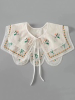 HIGI GRADE Double-layer exquisite embroidery small floral large lapel ethnic style shawl false collar sweater shirt collar