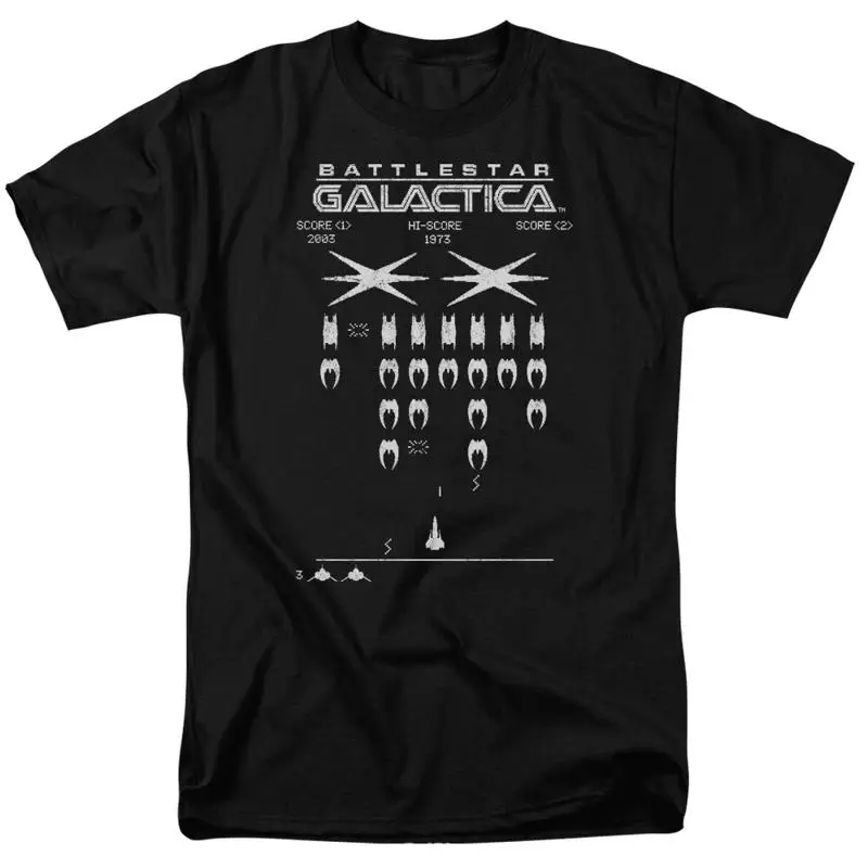 Battlestar Galactica Galactic Invaders T Shirt Licensed Sci Fi TV Show Black