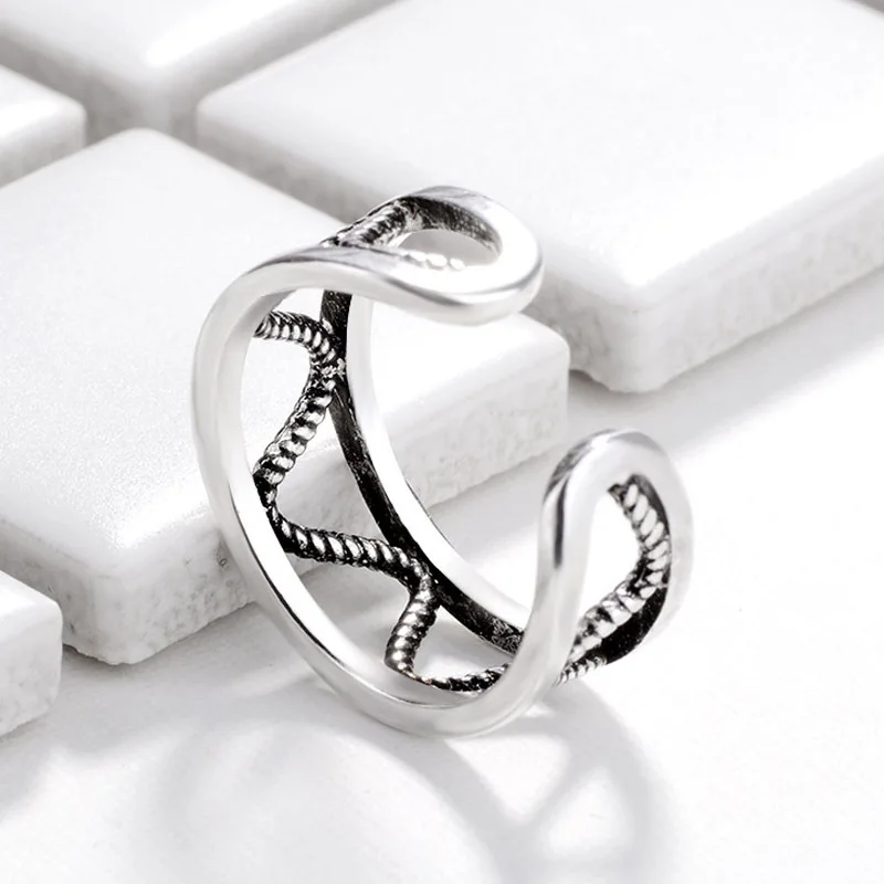 

925 Sterling Silver Adjustable Geometry Rings For Women Luxury Jewelry Valentines Gift Jewelry Accessories