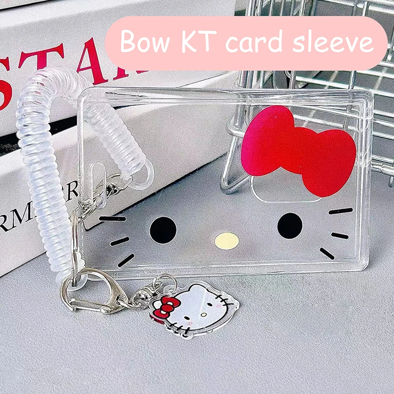 Hello Kitty Card Holder Cartoon Cute Badge Credit Card Holders Badge Credit Bank ID Holders Women Keychain Bus Card Cover Case