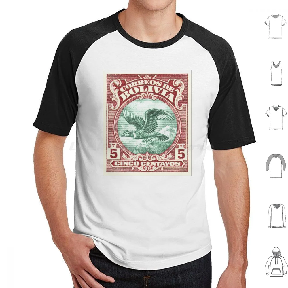 1928 Bolivia Andean Condor Postage Stamp T Shirt 6xl Cotton Cool Tee Condor Bolivia Andes Vulture Bird Prey Symbol Antique