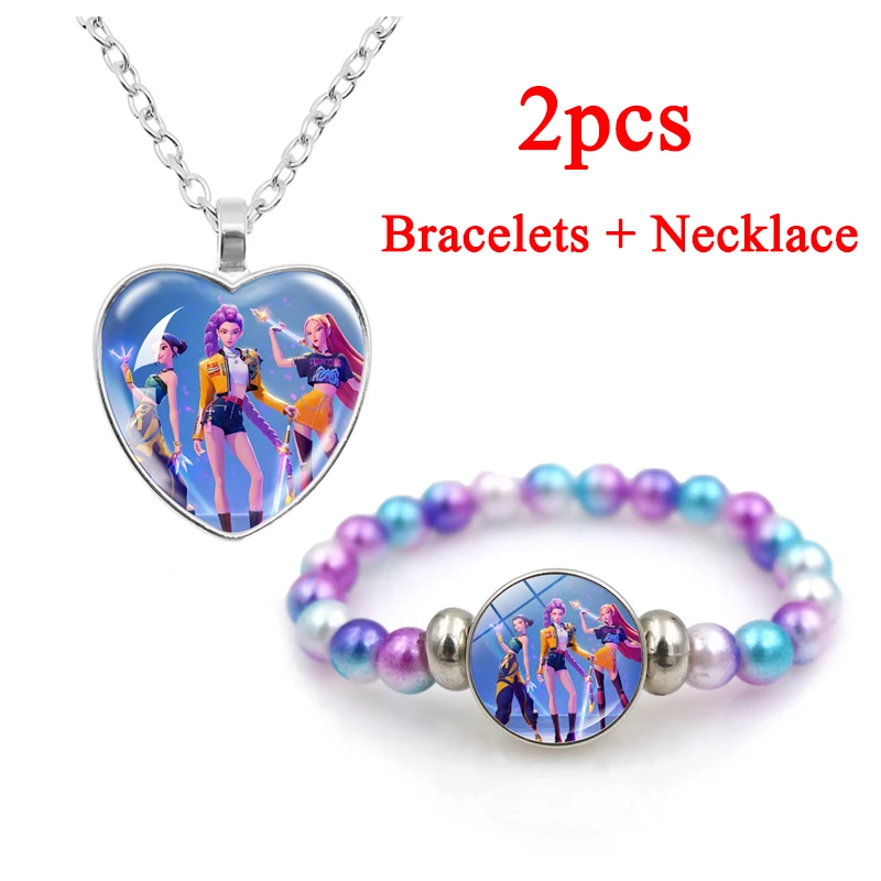 

Браслет и подвеска с бусинами в стиле K-POP Demon Hunters, для девочек, идеальный подарок на день рождения, праздник и вечеринку