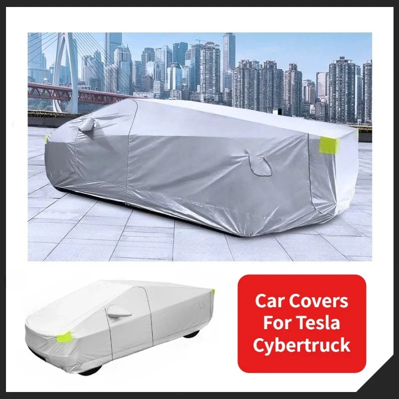 Car Cover for Tesla Cybertruck 2025 Full Car Covers with Reflective Strip Sunscreen Protection Dustproof Waterproof Accessories