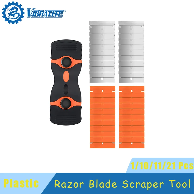 Razor Blade Scraper with Extra Plastic Razor Blades and Metal Blades 1/10/11/21 Pcs for Gum Cooktop Wallpaper or Glass Tool