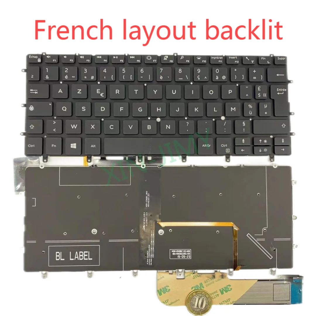 9370 Portgal/AZERTY teclado retroiluminado para Dell XPS 13 9370 9380 7390 13-9370 13-9380 13-7390 07YNXG NSK-EN0BC FR PT