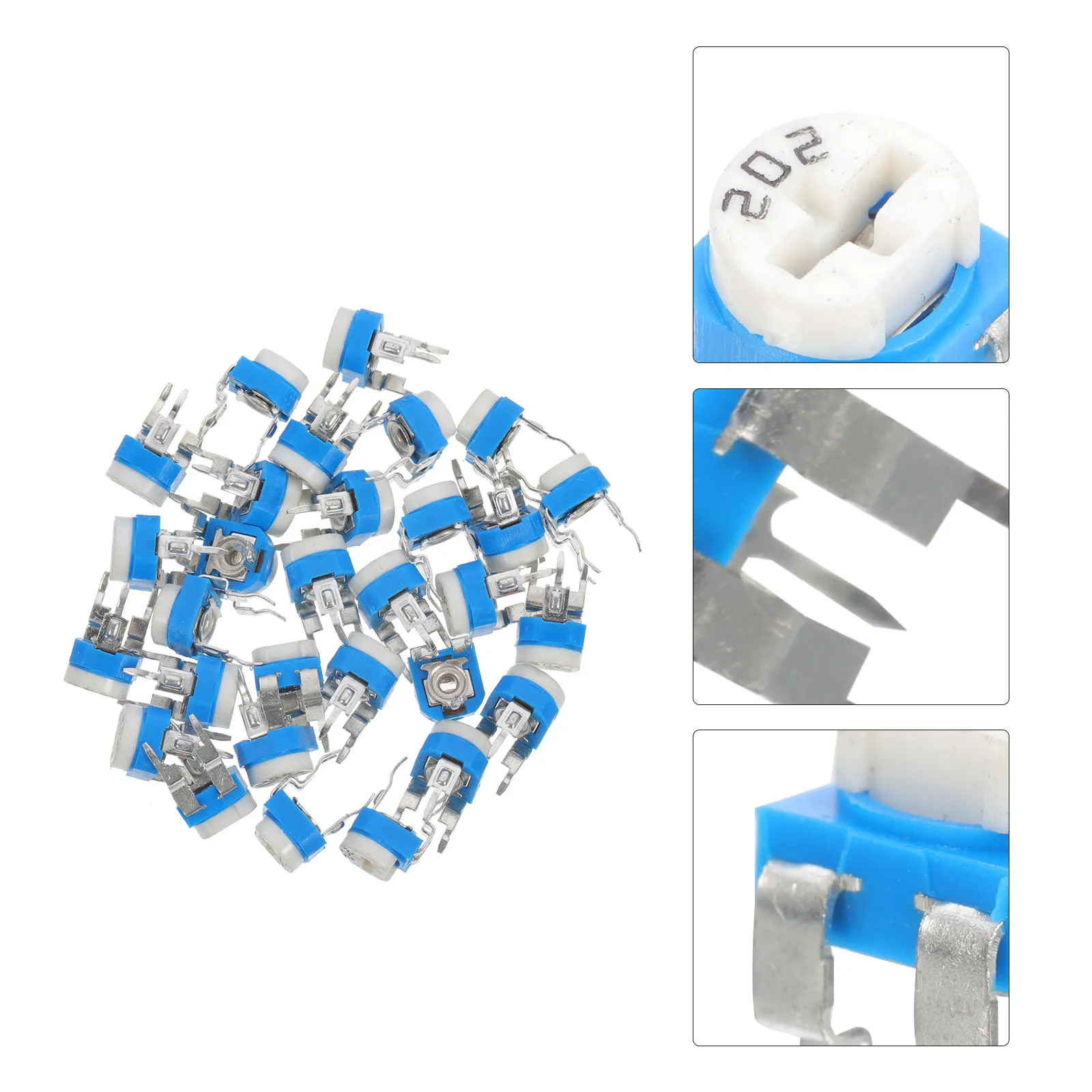 

30pcs Potentiometer Resistor 2k Variable Trim Horizontal Trimmer Breadboard Electronic Components DIY Carbon Film Practical