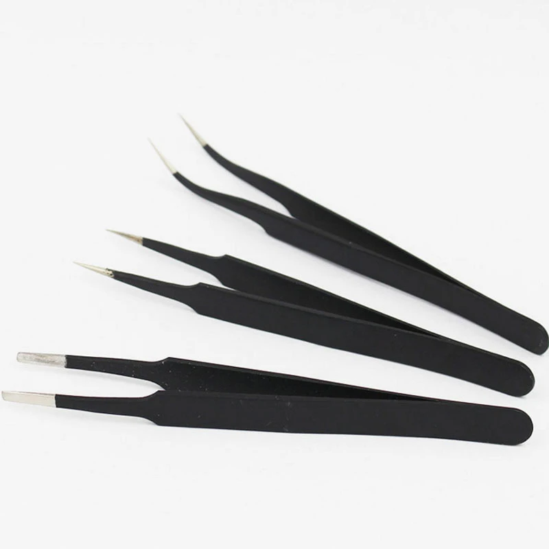 Stainless Steel Eyelash Tweezers Multi-style Black Curved Straight Eyelash Tweezers Beauty Lashes Extensions Picking Tool