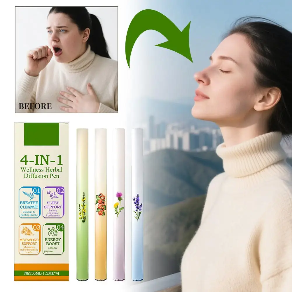 Herbal Energy Combination Stick 4 in 1 Boost Vitality Gentle CareNatural Herbal Extracts Relieve Fatigue Daily Body Care