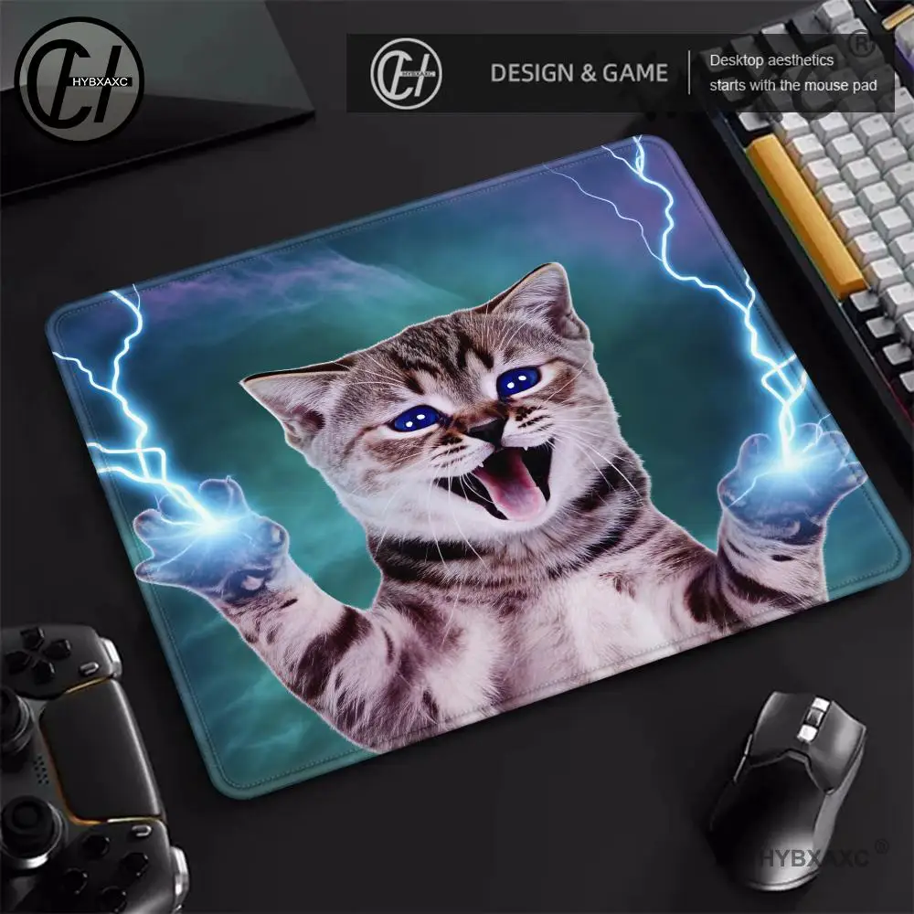 Lightning Cat Playmat Funny Cat Mousepad Large Szie Mouse Pad Offices & Gamer Desk Mat for Work Game PC Laptop