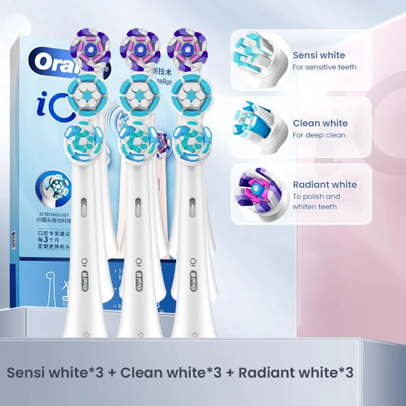 Oral-B iO Electric Toothbrush Heads Sensi Clean Radiant White 9pcs Replace Brush for Oral-B IO SeriesTooth Brush iO5 iO7 iO8 iO9