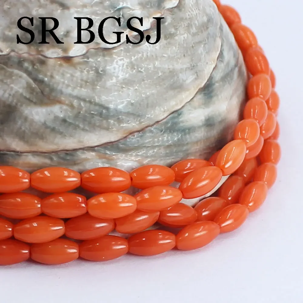 3x6mm 15inch Small Natural Orange Coral Gems Rice Jewelry Making DIY Bracelet Necklace Handmade Loose Beads