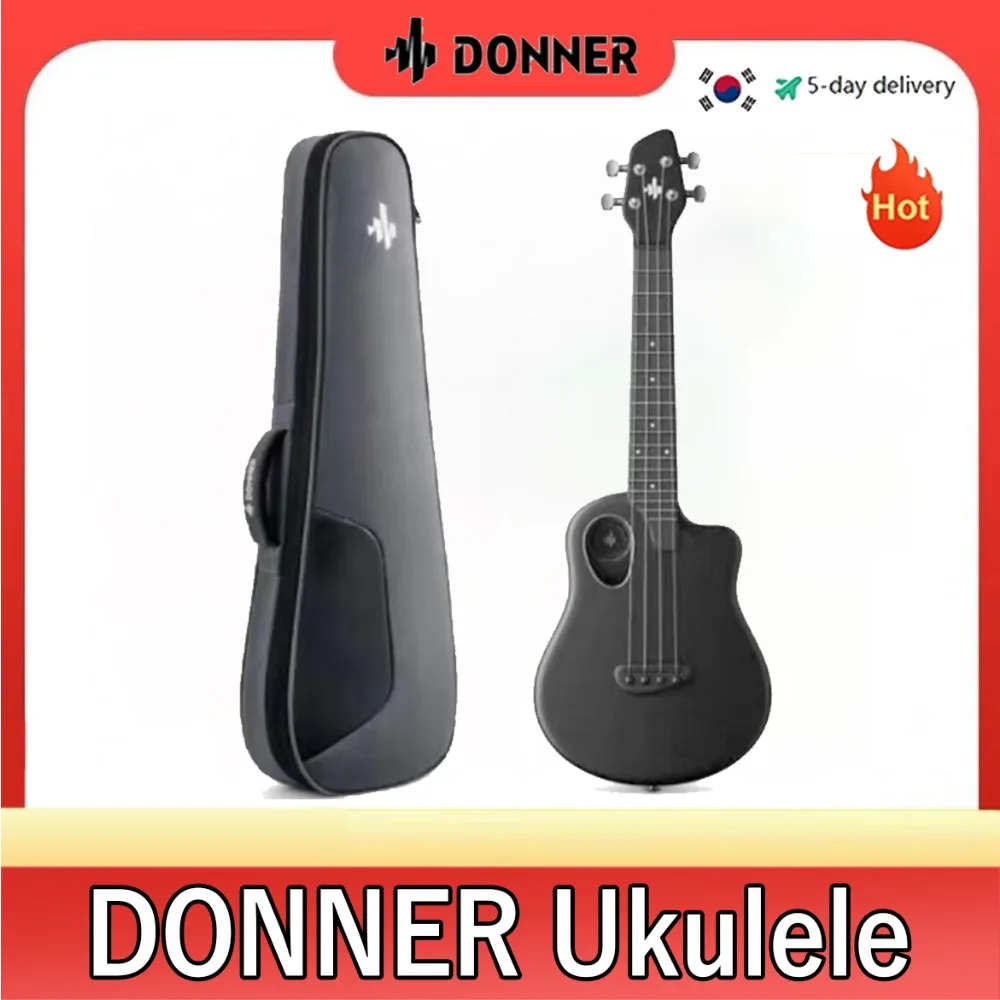 

Donner Carbon Fiber Ukulele Rising-U 23 Inch Travel Ukelele Bundle Kit Black with Free Online Lesson Gig Bag Strap