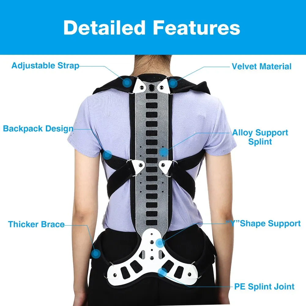 

Lumbar Spinal Bad Back Posture Corrector Brace Humpback Orthopedic Strain Pain ReliefHigh Quality Aluminum