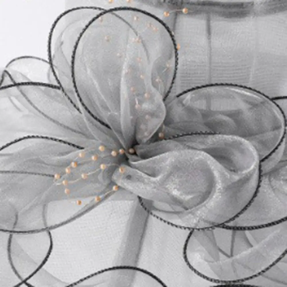 Solid Color Flowers Women Derby Hat Organza UV Protection Summer Ruffles Sun Hat Foldable Wide Brim Bridal Tea Party Wedding Hat