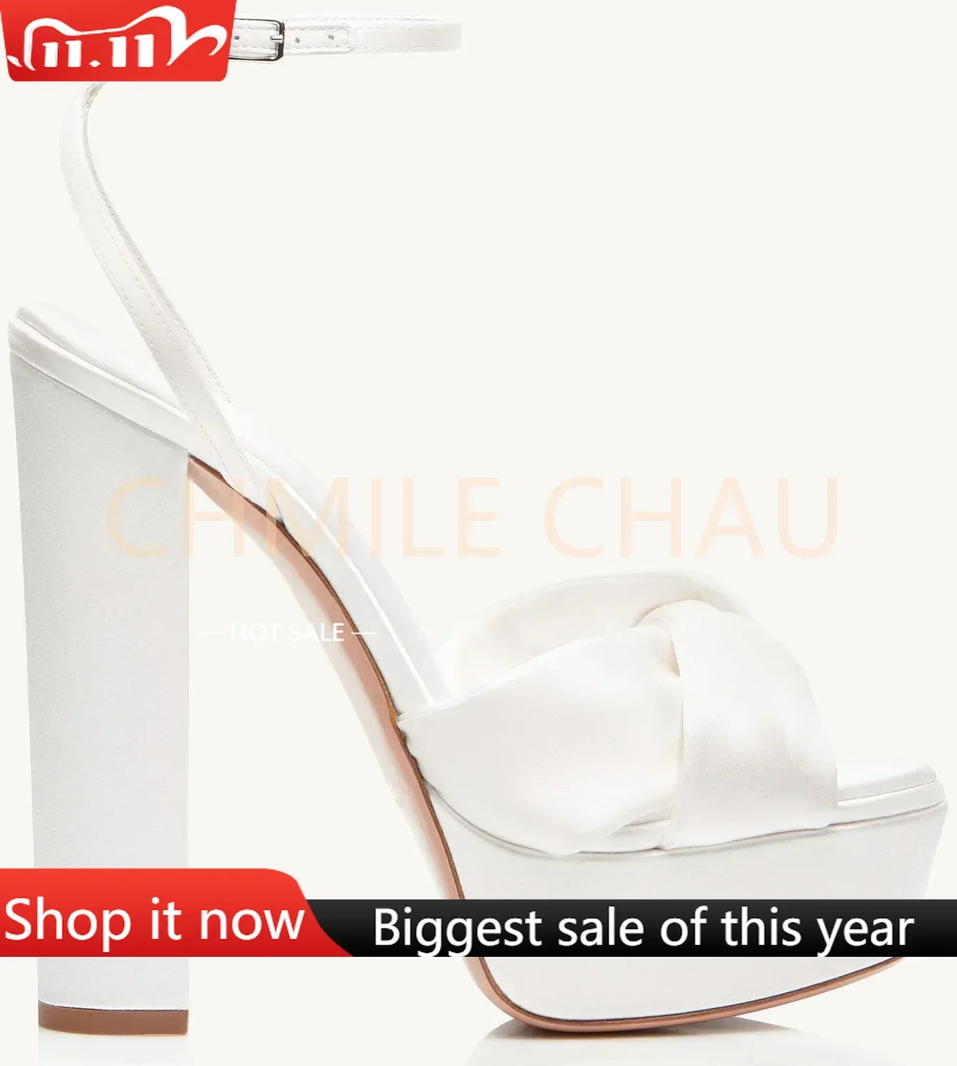 

【Measure your feet length before order】Women High Heel Ankle Strap Bridals Sandals Platform Dress Party Prom Lady Shoes 6-CHC-30