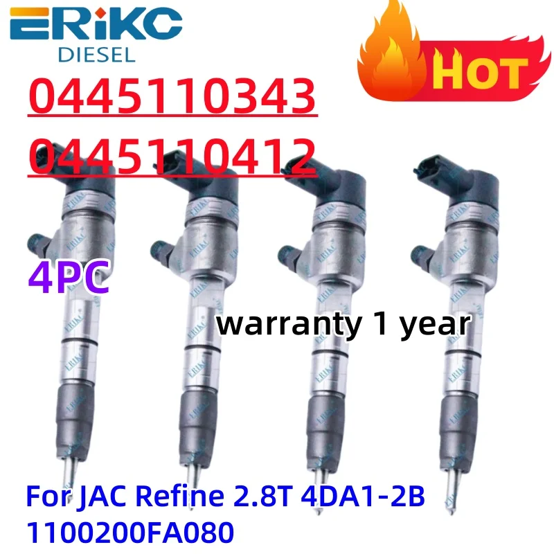 0445110343 0445110412 New Diesel Fuel Injector 0445 110 343 For JAC Refine 2.8T 4DA1-2B 1100200FA080 0445110412