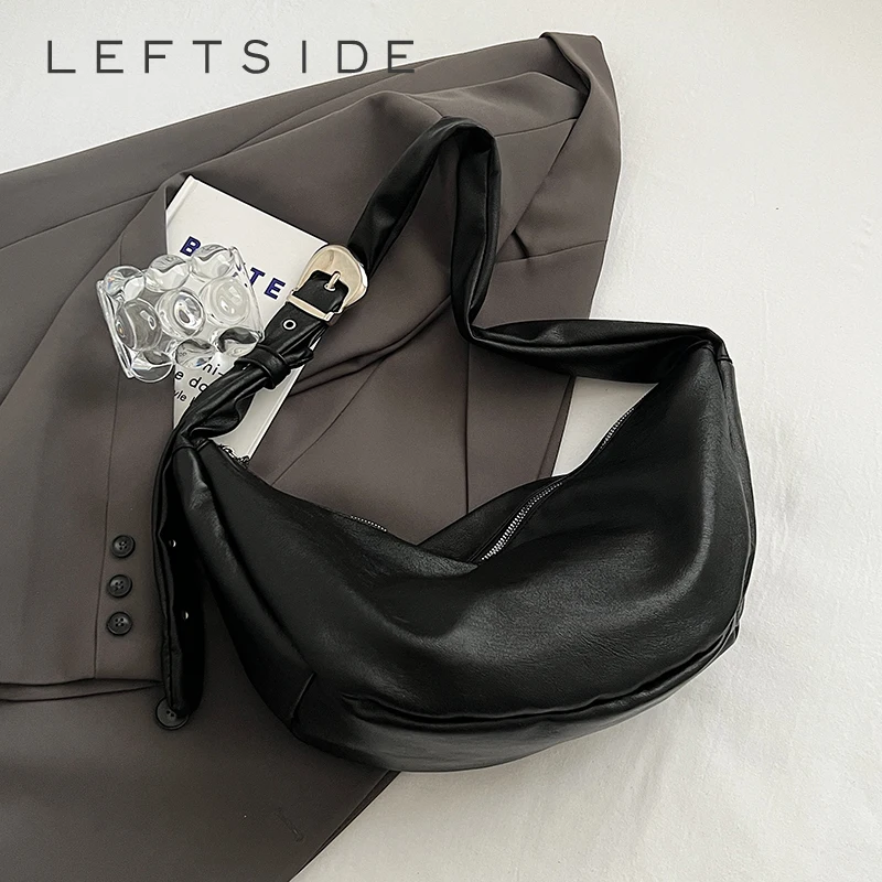 

Левая сторона, женская сумка через плечо из искусственной кожи, зима 2024, мягкая сумка-хобо через плечо, роскошные дизайнерские трендовые женские сумки и кошельки