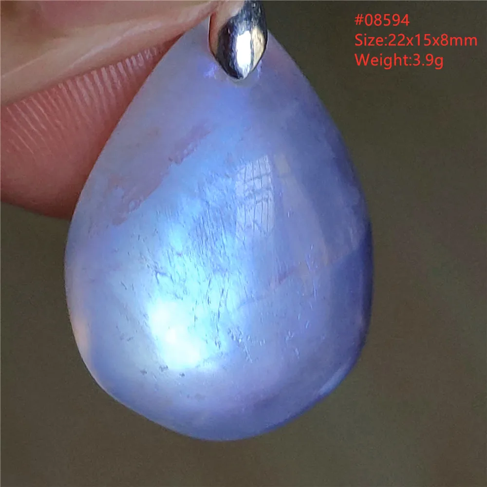 Natural Moonstone Blue Light Water Drop Pendant Necklace Bead Women Men Moonstone Oval Fashion India Jewelry AAAA