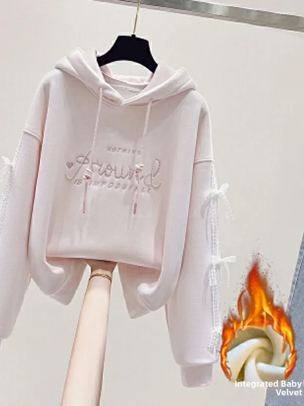 

Уникальная красивая толстовка с флисовой подкладкой для девочек, утепленная, осенне-зимняя, модная, повседневная верхняя одежда для школьниц