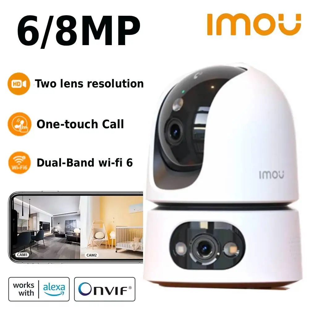 Imou Ranger Dual Pro 6MP/8MP Indoor Dual Lens One-touch Call Human/Pet Detection Wifi Algo Play Baby Security IP Camera