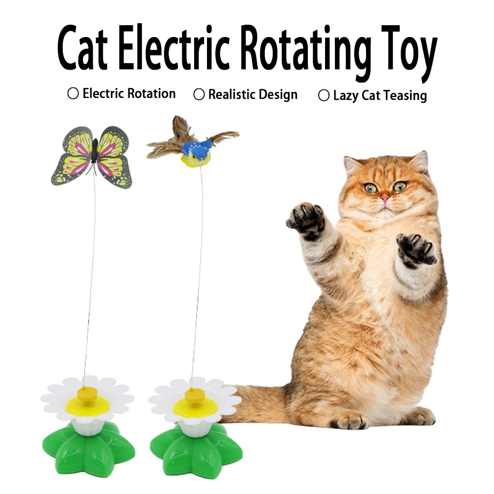 Interactive Cat Toy with USB Charging, Rotating Butterfly, Noise Ball, Bouncing Fish - Play-Catch Training, Realistic Design