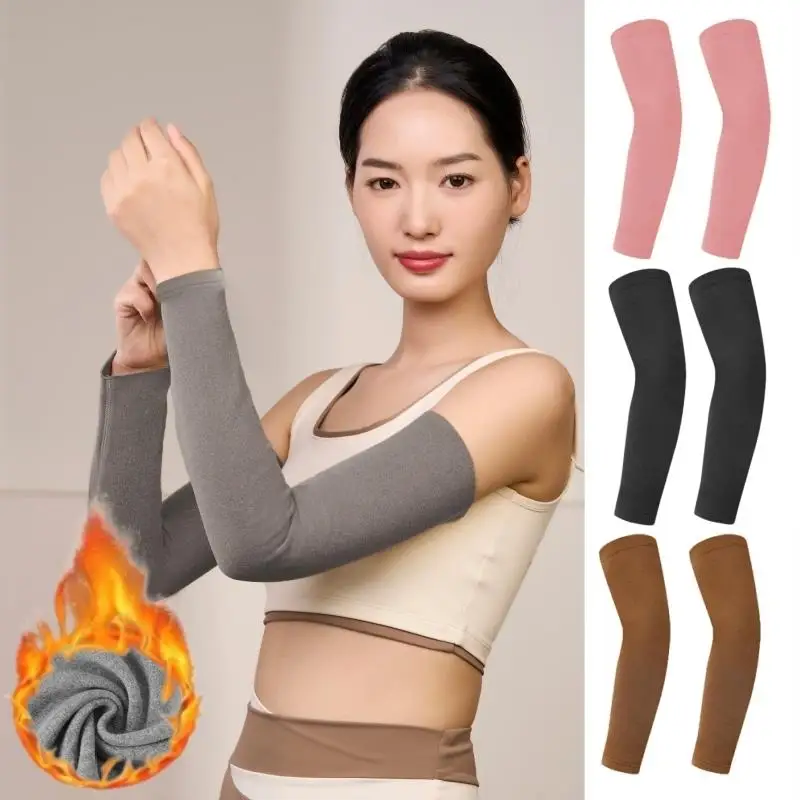 حجم كبير الشتاء أغطية للذراع سميكة الدافئة أكمام أذرع تبريد في الهواء الطلق القيادة الطويلة ركوب الدراجات الرياضة وهمية كم الكوع الحرس الذراع حامي