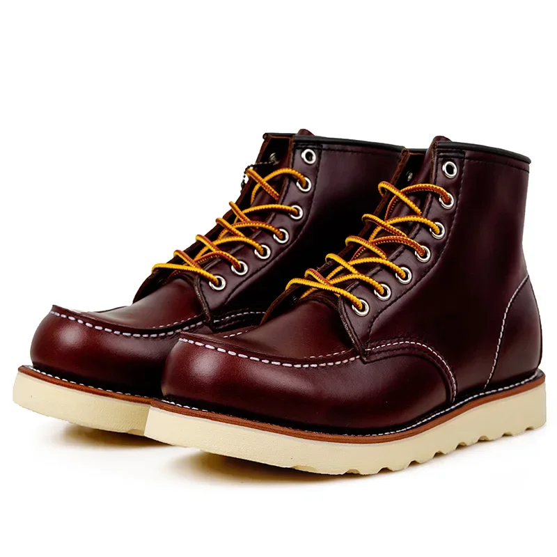 Mens Super Quality Handmade Italian Cow genuine leather  Style Goodyear-Welted Platform Boots Motorcycle Men