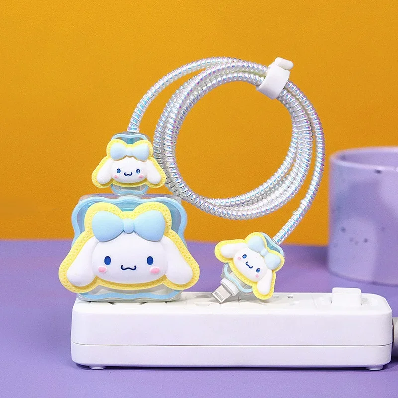 Etui ochronne na kabel do ładowania Apple Hello Kitty Kulomi Anime, zapobiegające zrywaniu, do telefonu komórkowego, na ładowarkę 18/20W, ozdobny sznurek do nawijania, prezent