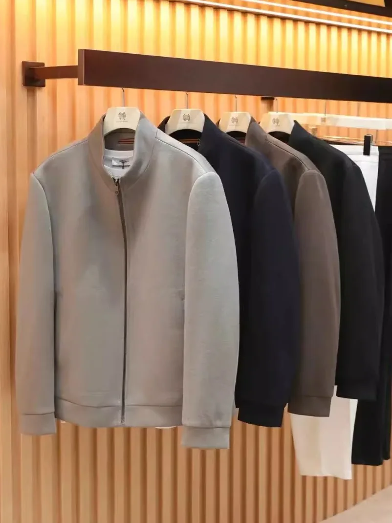 

Italian Luxury Wool Blend Men's Autumn Winter Knitted Jaet Casual Commute Faionable Ci Sle Zipper Decorated Long Sve