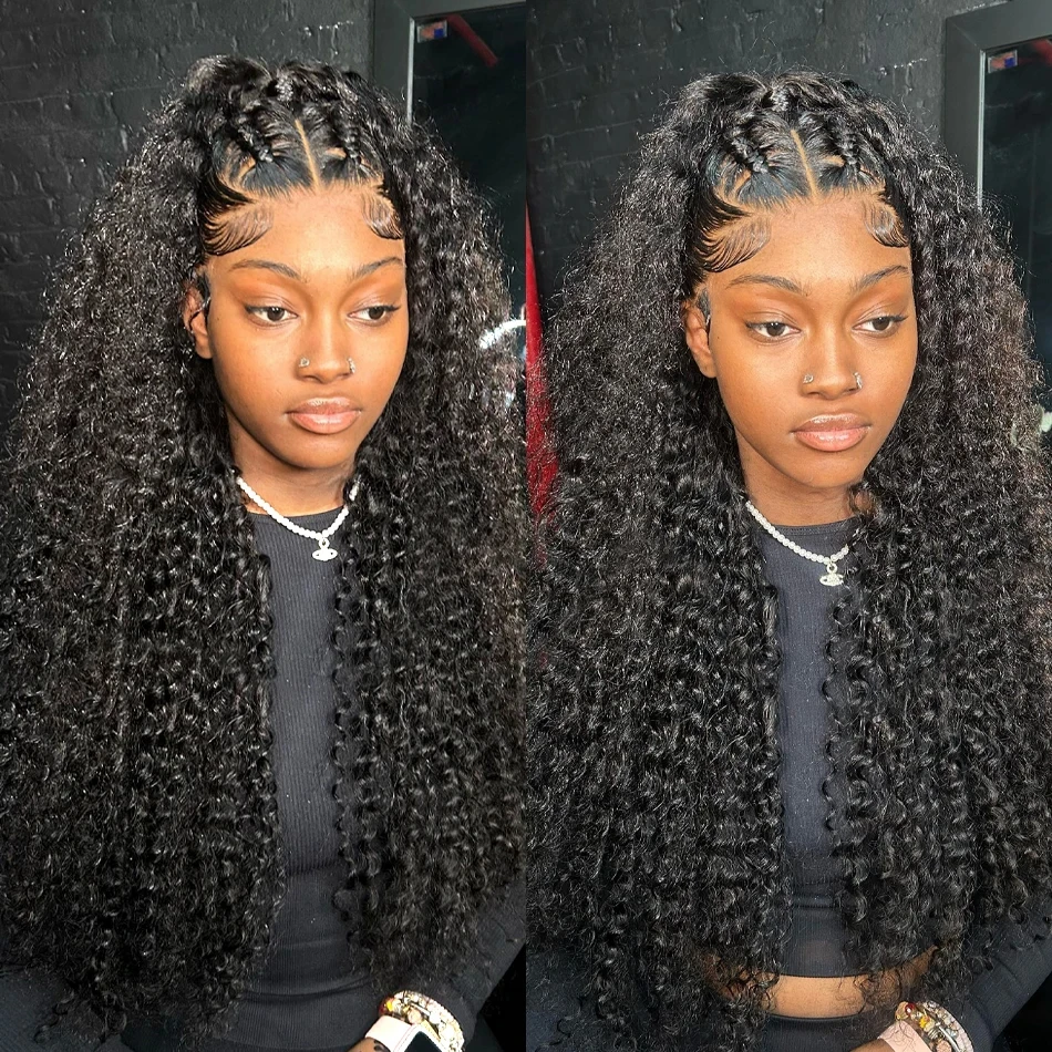 Unprocessed Deep Wave 28 30 inch Human Hair Wigs 360 Lace Frontal Wig With Baby Hair Pre-Plucked Natural Hairline Free Part