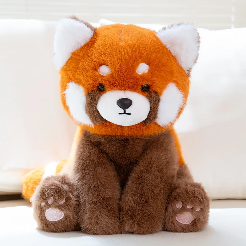 アライグマのぬいぐるみ,高品質のシミュレーション人形,赤いパンダの枕