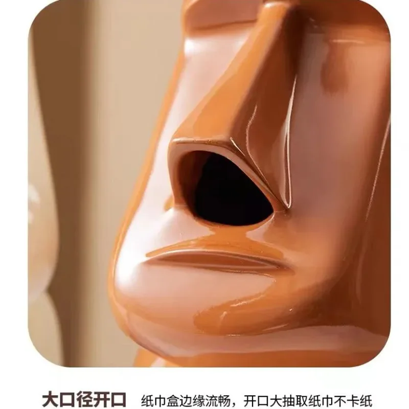 Creative Easter Island Statue Tissue Box, Luxury Multifunctional Home Decor for Bedroom Dining Table  statues for decoration