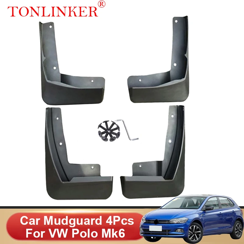 

TONLINKER Car Mudguard For Volkswagen VW Polo Mk5 Mk6 6R 2009 2014 2019 Mudguards Splash Guards Fender Mudflaps 4Pcs Accessories