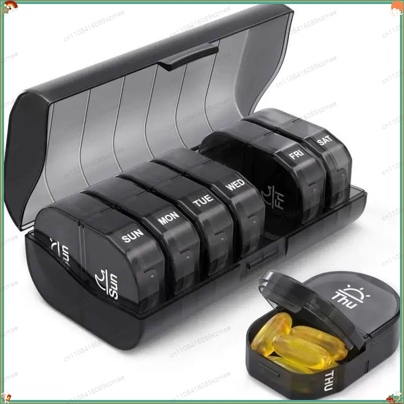 Portable 7-Day Pill Case for Elderly, Moisture-Proof Mini Medicine Organizer, Weekly Travel Pill Box