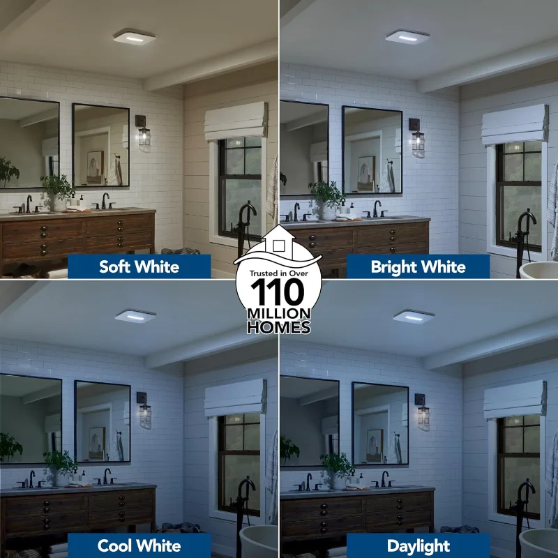 Broan-NuTone، 110 CFM AER110CCTK CleanCover Bath، 1.0 Sone، مع ضوء CCT LED قابل للتحديد، مروحة حمام ENERGY STARBath، أبيض
