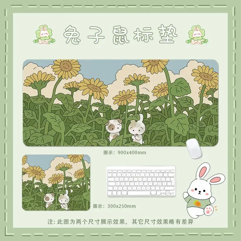 Cute Plant Gaming Accessories MousePads Computer Laptop Gamer Extended Mouse Mat Large Anime Mouse Pad Rubber Keyboard Table Mat