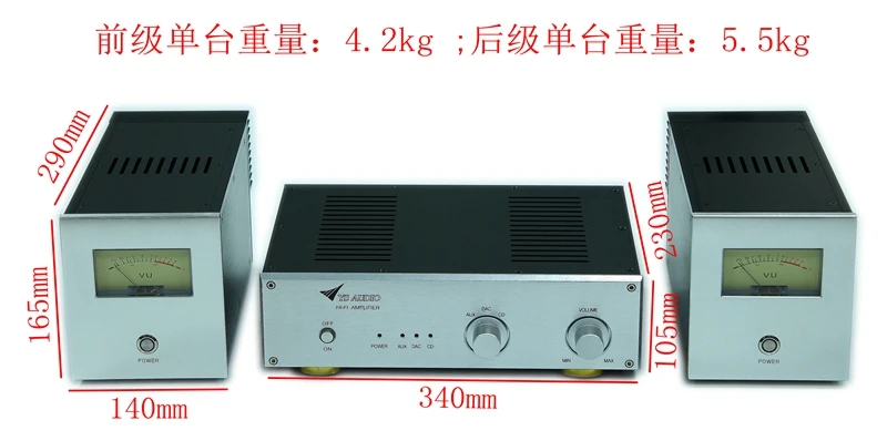 Complete Set Gold Voice GE5670 Tube preamplifier  IRF9240 IRF240 FET Split Vertical HIFI Fever Home Audio Amplifier 120W*2