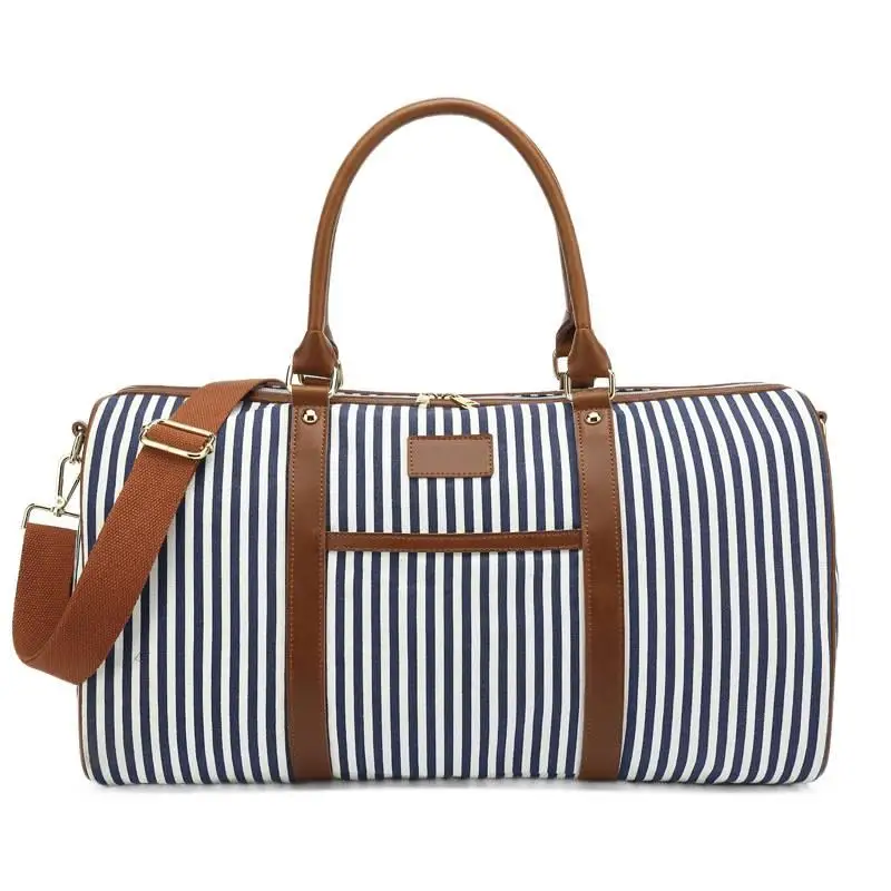 

New Striped Outdoor Travel Bag Handheld Canvas Crossbody Backpack Trendy Large Capacity Casual Shoulder Bag