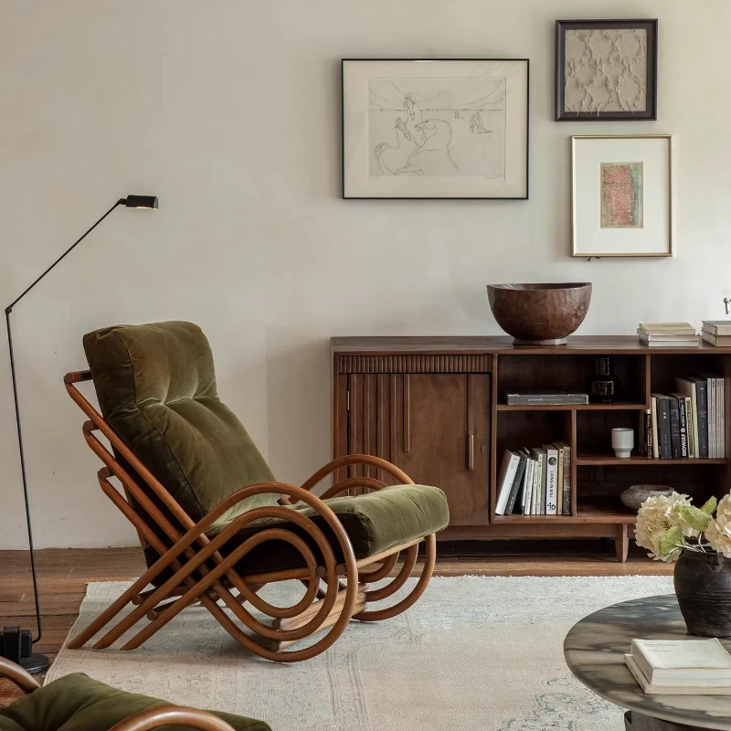 

Retro style natural plant rattan, balcony sofa chair, homestay hotel leisure single chair