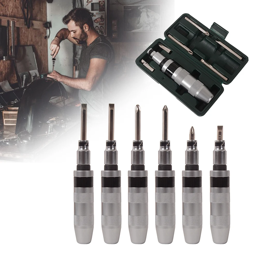 

Motorcycle Multi-function Scrrewdriver Tool 7PCS Universal Duty Impact Screwdriver Driver Set