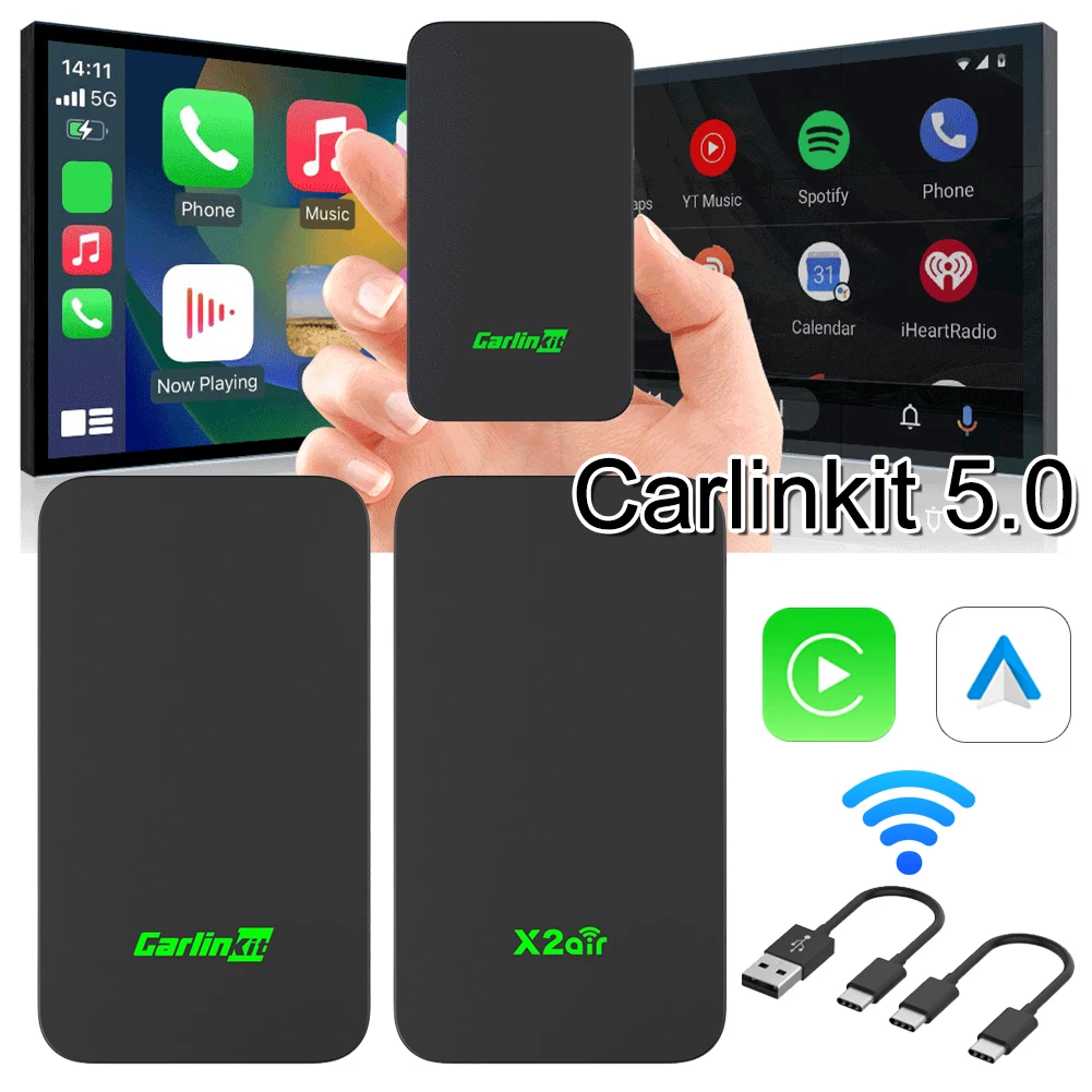 

2023 CarlinKit 5.0 2air CarPlay Android Auto Wireless Adapter Portable Dongle for OEM Car Radio with Wired CarPlay/Android Auto