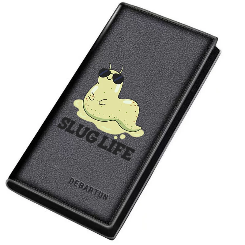Cool slug wearing sunglasses,slug life Men's Long Wallets Business Stylish Printing Design Casual Use Christmas Valentine's Fath